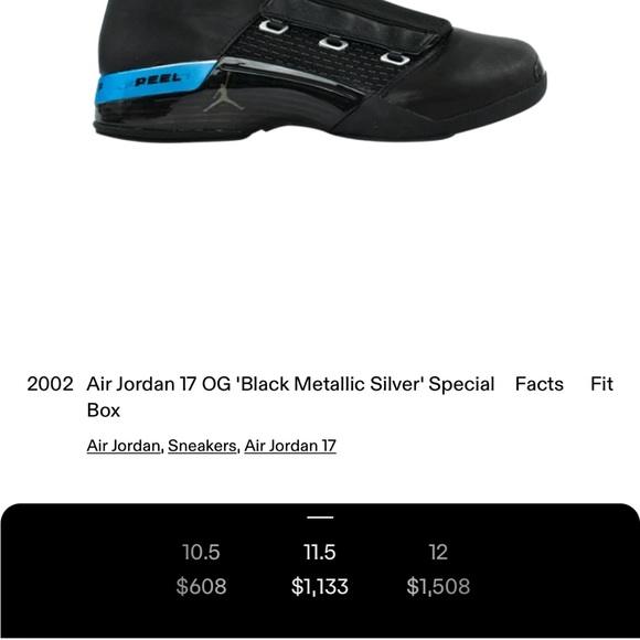 AIR JORDAN XVII 17 OG BLACK METALLIC SILVER - Picture 10 of 13